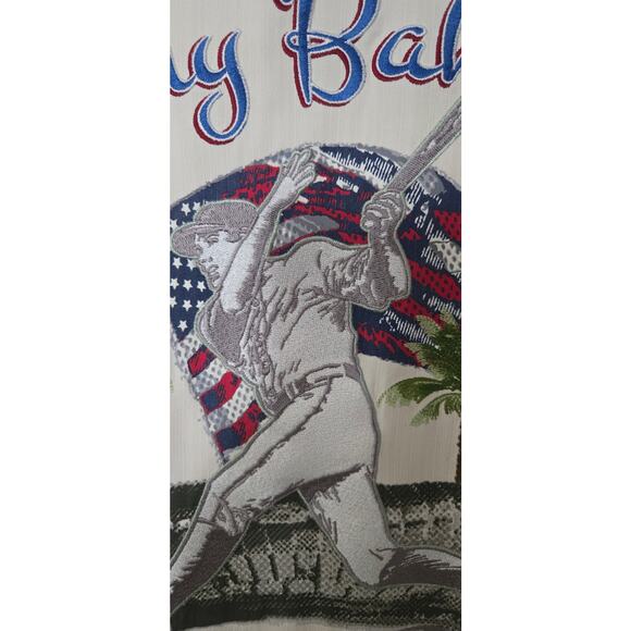 Tommy Bahama Baseball American Flag Embroidered Button Down Camp Shirt Large - Picture 3 of 5